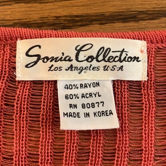 VTG Coral Sheer Floral Overlay Sweater OS Sonia - Picture 15 of 16